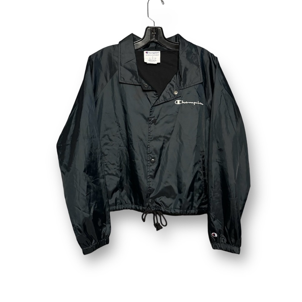 Champion New Women’s Heritage Cropped Coaches Jacket Black L Embroidered Logo